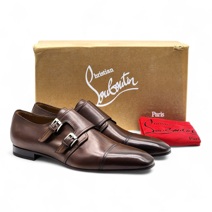 Christian Louboutin Mortimer Monk Leather Shoes Brown EU 45 US 12