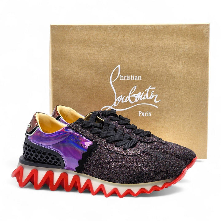 Christian Louboutin Loubishark Black Purple Red Sneakers EU 44.5 US 11.5