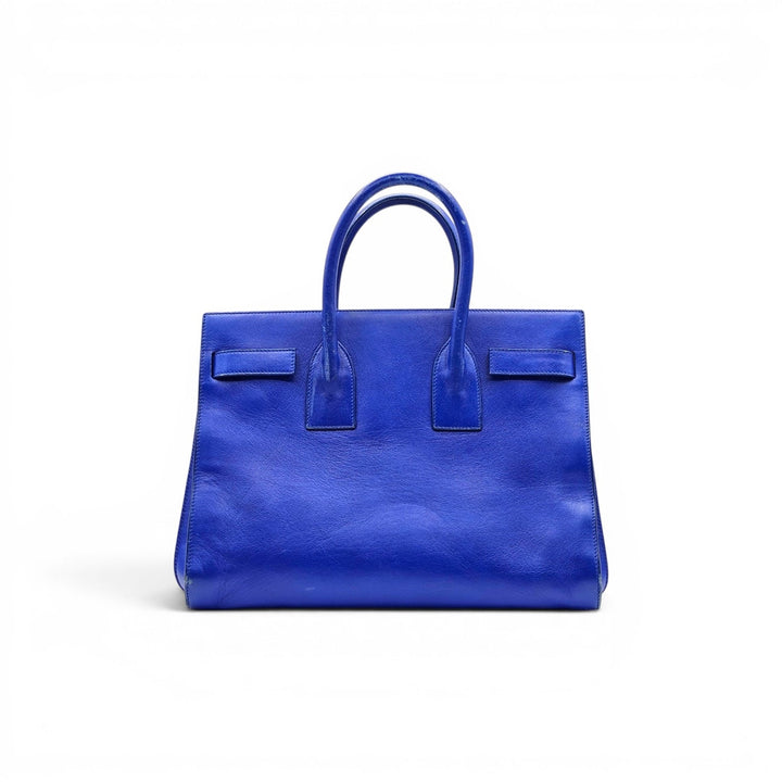 Saint Laurent Sac de Jour Medium Blue Leather Tote Bag with strap