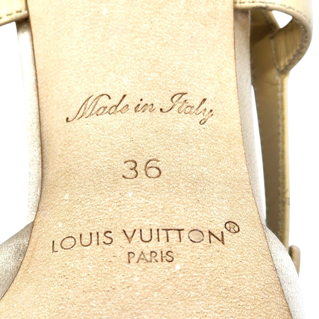 Louis Vuitton Mirage Blossom Slingback Heels Satin Crystals Gold EU 36 US 5.5