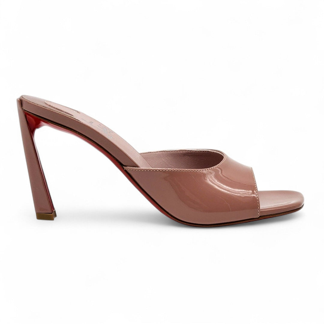 Christian Louboutin Condora 85 Leather Heeled Sandals Mules Brown EU 37.5 US 7