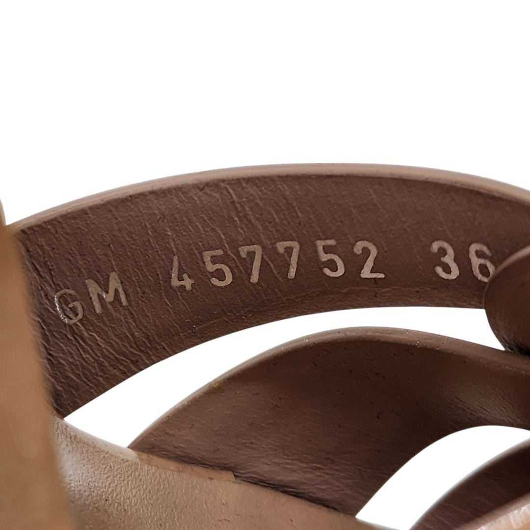Saint Laurent Tribute Platform Leather Sandals Pumps Tan Brown