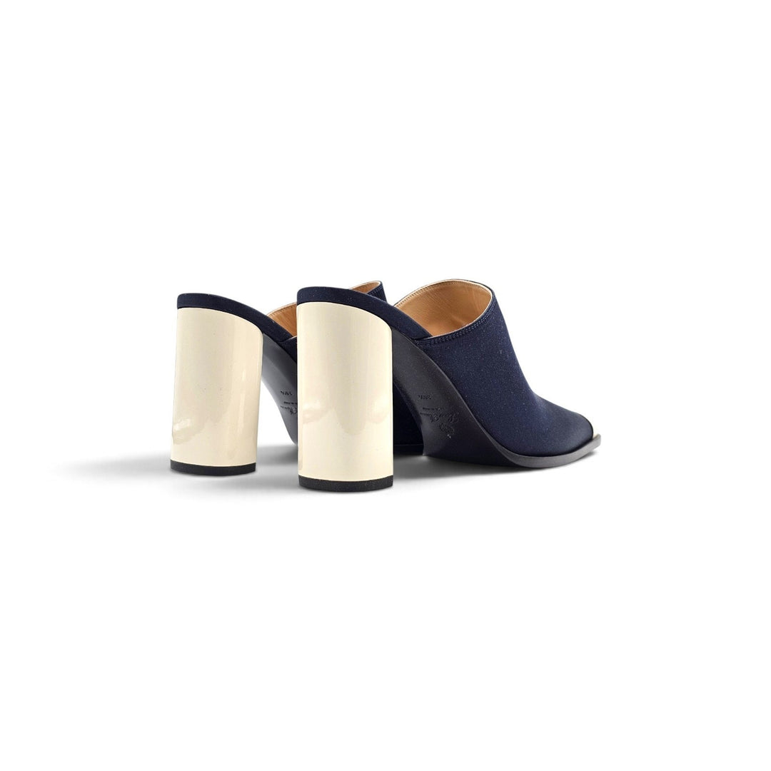Loro Piana Alba Heeled Mules Neon Navy FAR1163 W1CS EU 38.5 US 8.5 - $1900