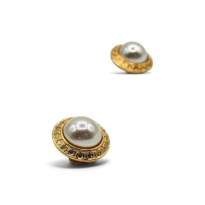 Celine 92 Arc de Triomphe Pearl Clip On Earrings Gold OS Vintage