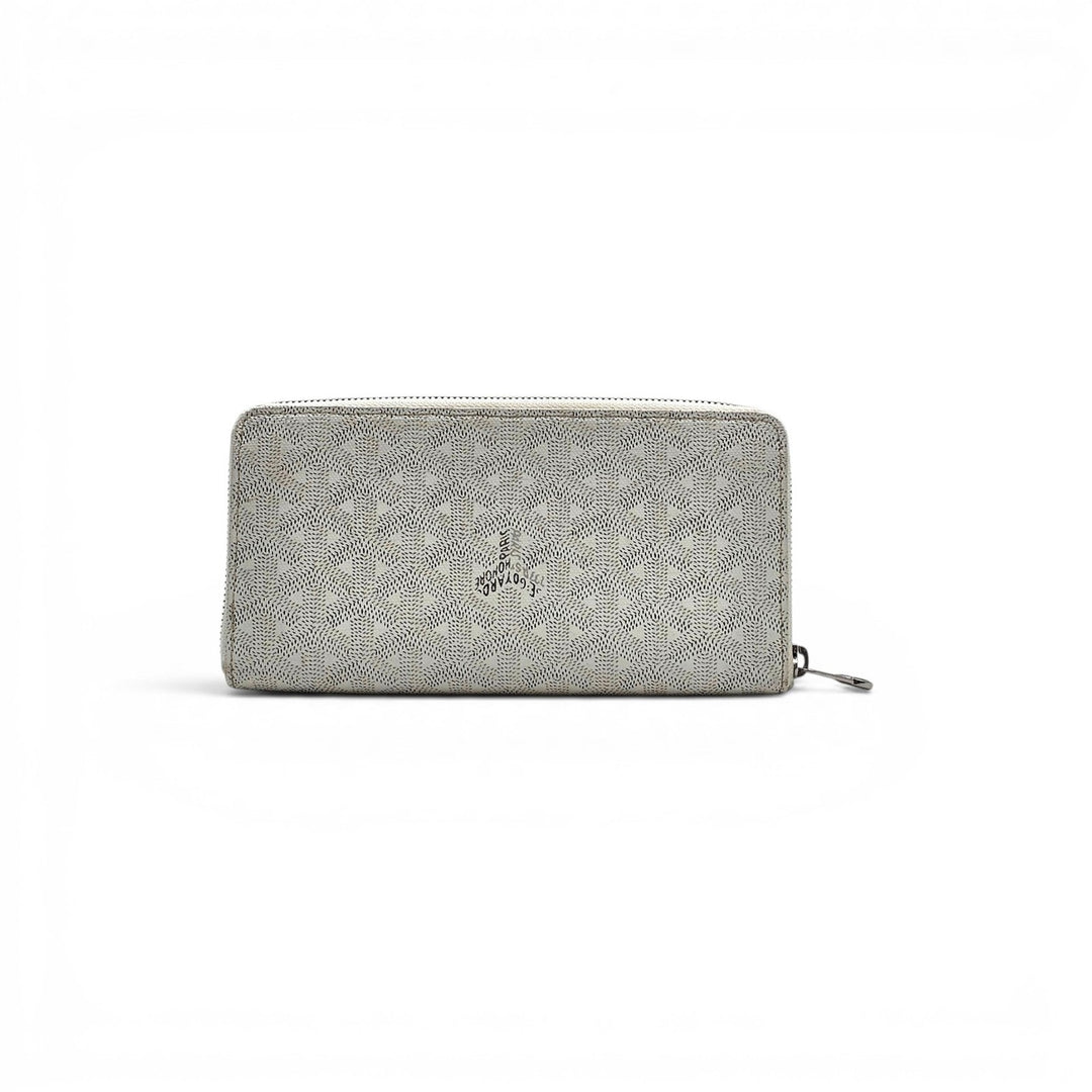 Goyard Goyardine White Matignon GM Wallet Palladium Hardware - New