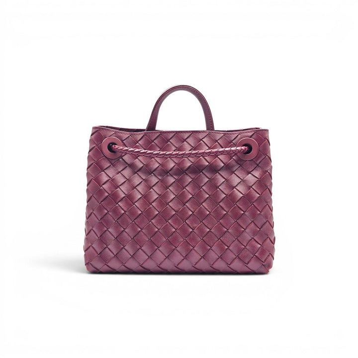 Bottega Veneta Small Andiamo Shoulder Bag Intrecciato Leather Burgundy