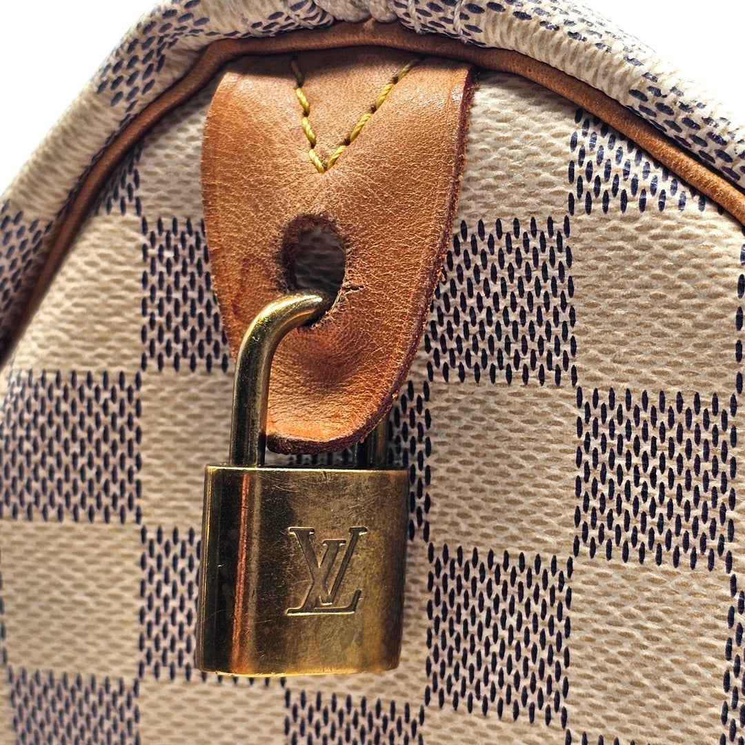 Louis Vuitton Speedy 35 Damier Azur Canvas Top Handle Bag Handbag N41535