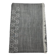 Gucci GG Monogram Fringe Scarf/Shawl - Wool Silk - Gray