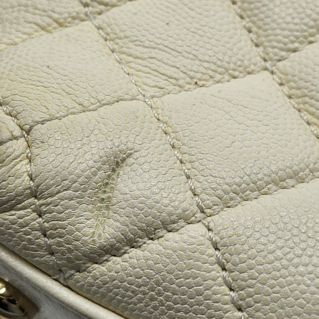 Chanel Coco Top Handle Leather Flap Shoulder Bag White - Preowned