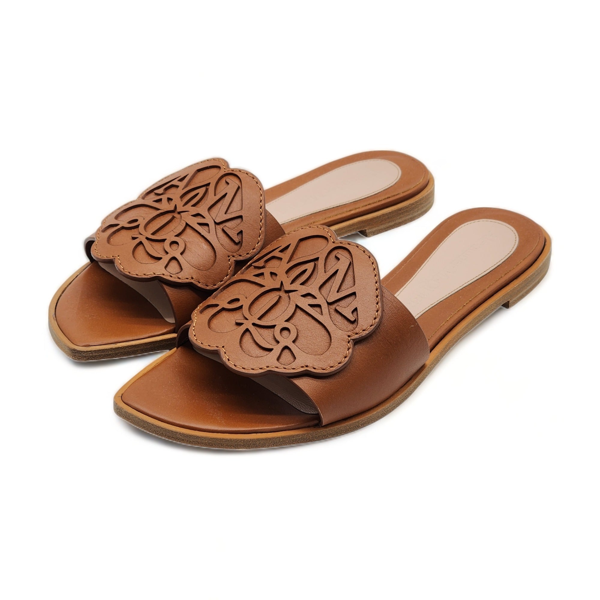 Alexander McQueen Logo Sandals - Leather - Brown - EU 36 / US 6