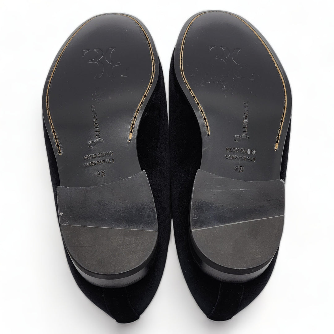 Billionaire Velvet Loafers Crest  in Black