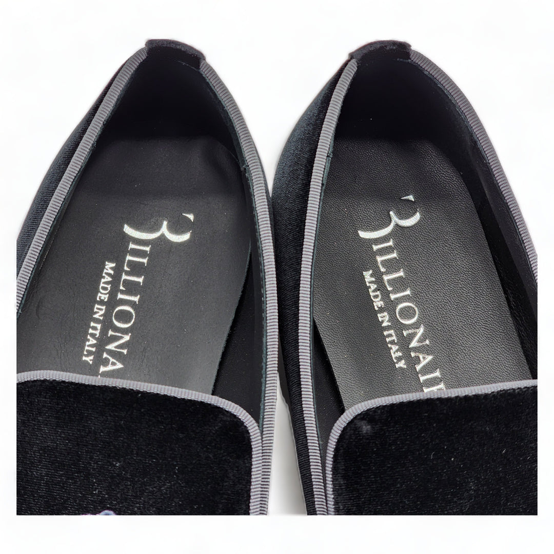 Billionaire Velvet Loafers Crest  in Black