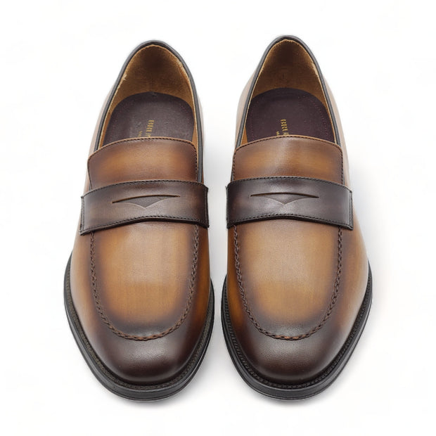 Bruno Magli Arezzo Burnished Leather Penny Loafer in Brown