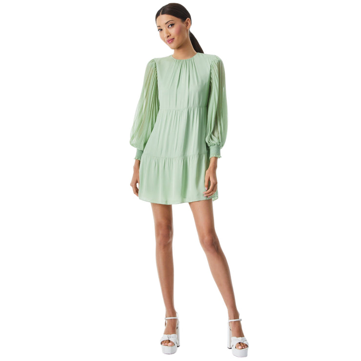 Alice + Olivia Antoinette Green Long Sleeve Mini Dress Size S