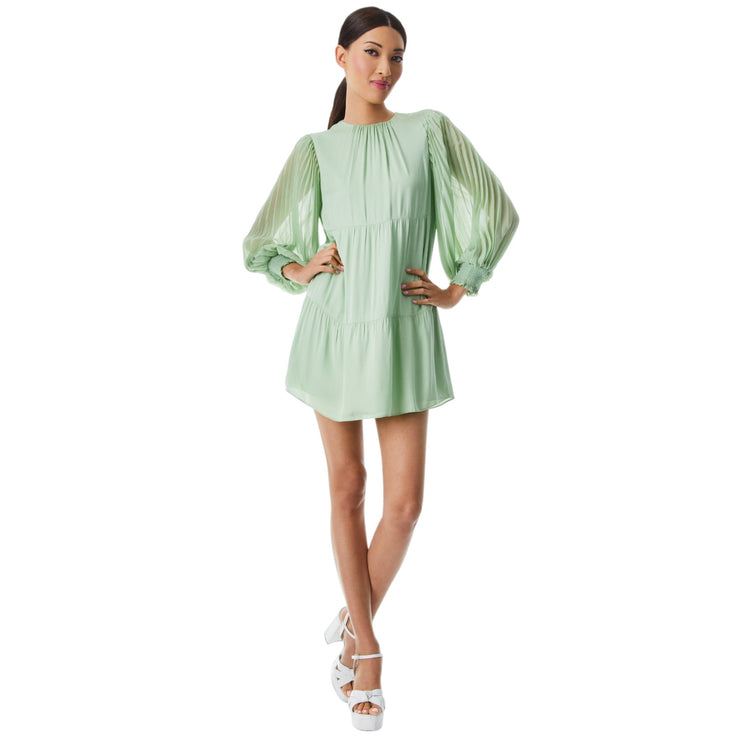 Alice + Olivia Antoinette Green Long Sleeve Mini Dress Size S