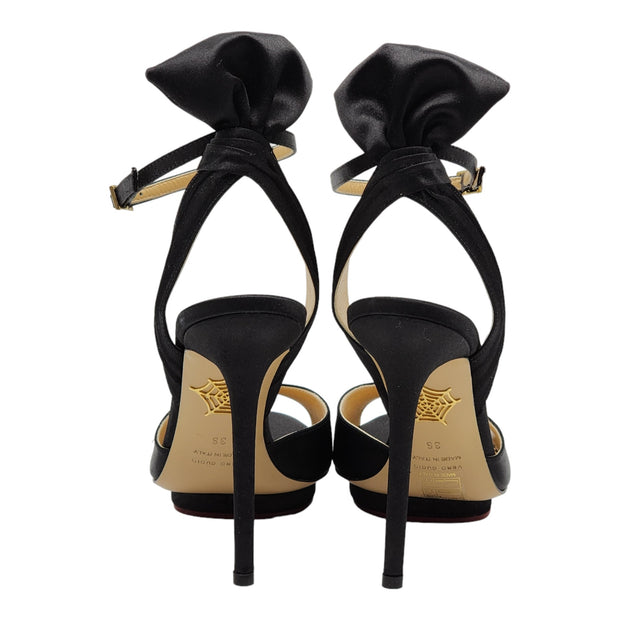 Charlotte Olympia Wallace Bow-Back Satin Evening Pumps Black