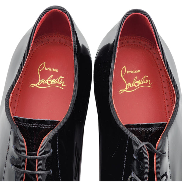 Christian Louboutin Chambeliss Night Strass Patent Leather Tuxedo Derby Shoes 42