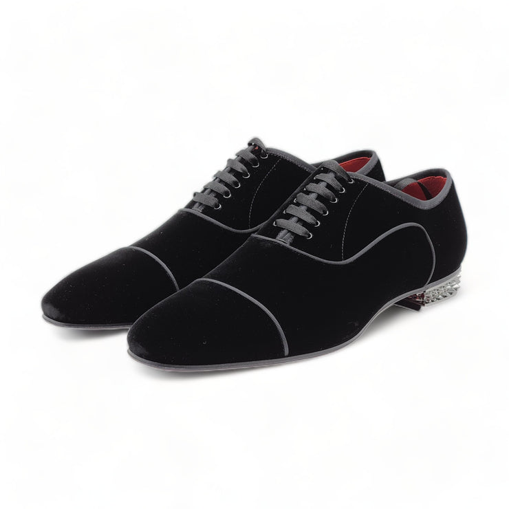 Christian Louboutin Greggyrocks Spike-Heel Velvet Oxford Shoes in Black 40