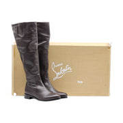 Christian Louboutin Leather Knee High Boots in Brown 37