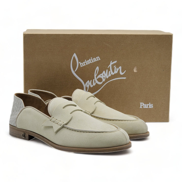 Christian Louboutin Penny No Back 30 Leather Loafers Ivory