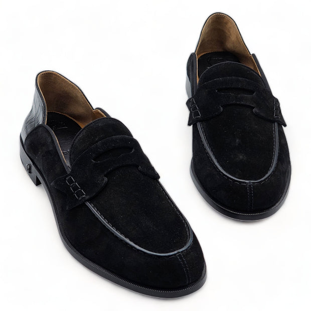 Christian Louboutin Penny No-Back Suede Loafers Black 42.5