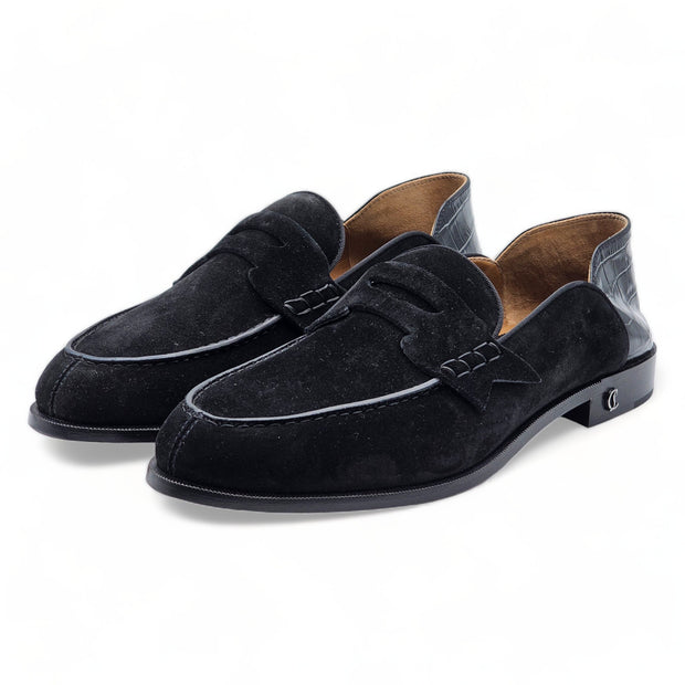 Christian Louboutin Penny No-Back Suede Loafers in Black 42.5