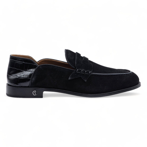 Christian Louboutin Penny No-Back Suede Loafers in Black 42.5