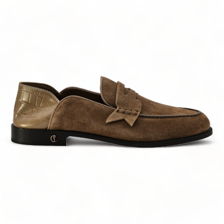 Christian Louboutin Penny No Back 30 Suede Loafers in Tan 41.5