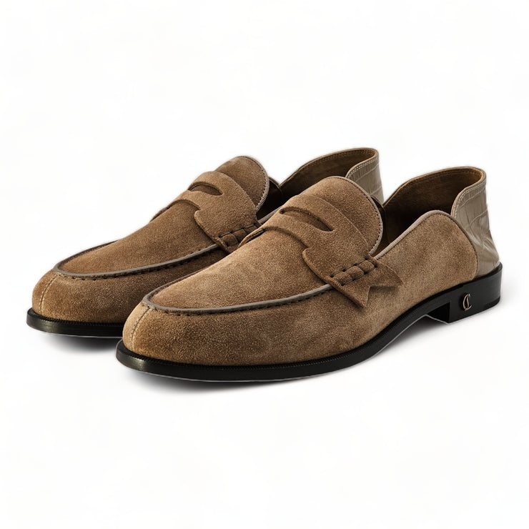 Christian Louboutin Penny No Back 30 Suede Loafers in Tan 41.5
