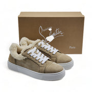 Christian Louboutin Vierissima Shearling-trimmed Suede Sneakers