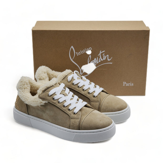 Christian Louboutin Vierissima Shearling-trimmed Suede Sneakers