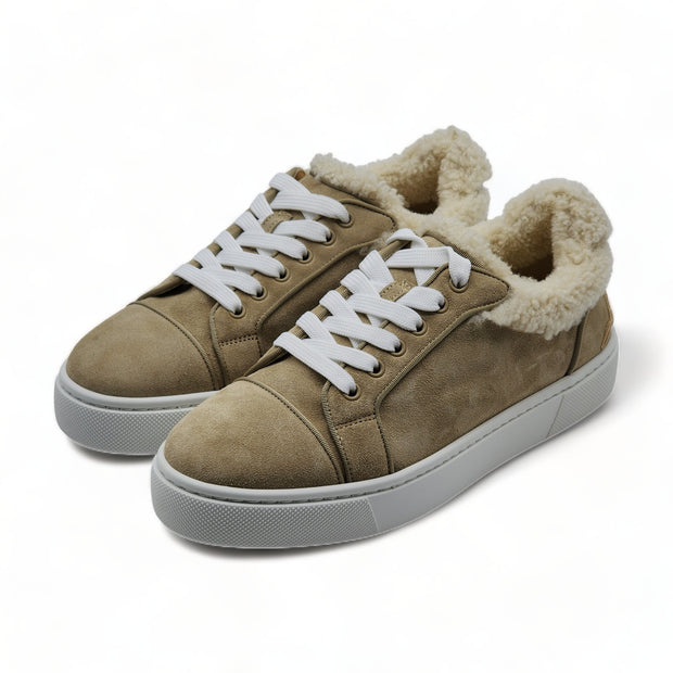 Christian Louboutin Vierissima Shearling-trimmed Suede Sneakers