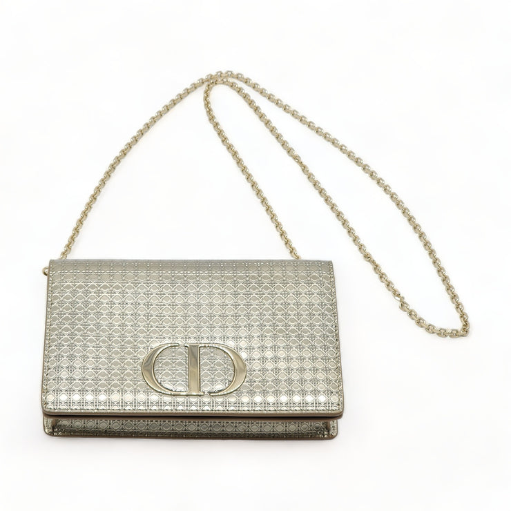 Dior Metallic Patent Micro-Cannage 30 Montaigne Convertible Bag Gold
