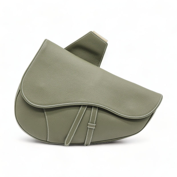 Dior Saddle Grain Leather Large Crossbody Bag Green