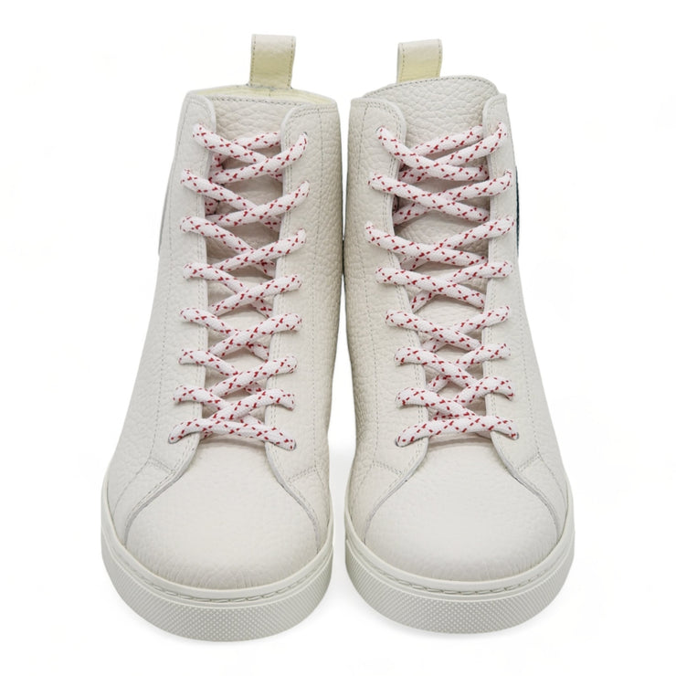 Fendi Double FF High-Top Lace Up Leather Sneakers White