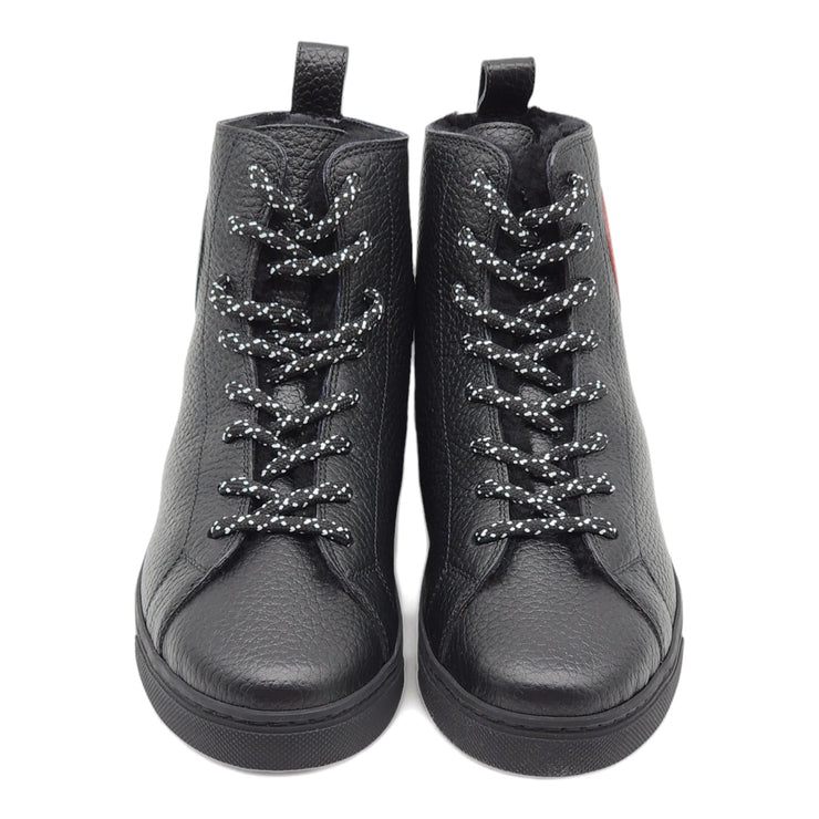 Fendi Double FF High-Top Lace Up Leather Sneakers