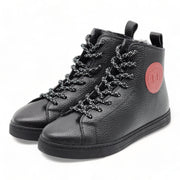 Fendi Double FF High-Top Lace Up Leather Sneakers