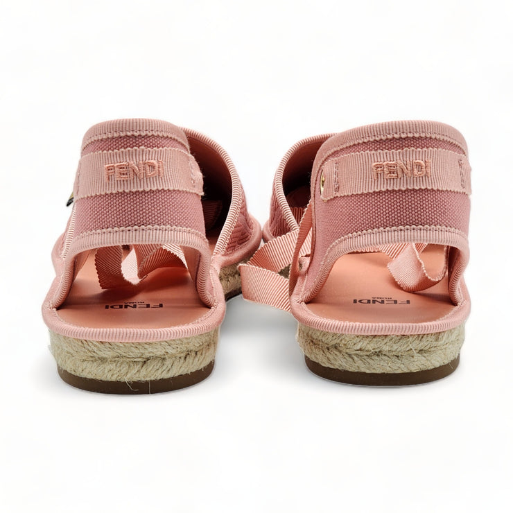 Fendi Lace-up Canvas Espadrille Sandals