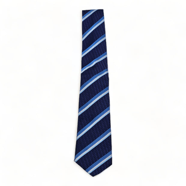 Fendi Silk Logo Skinny Necktie Tie -Blue White