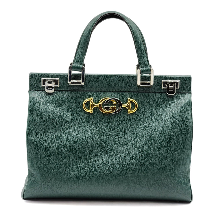 Gucci Medium Zumi Top Handle Bag in Green