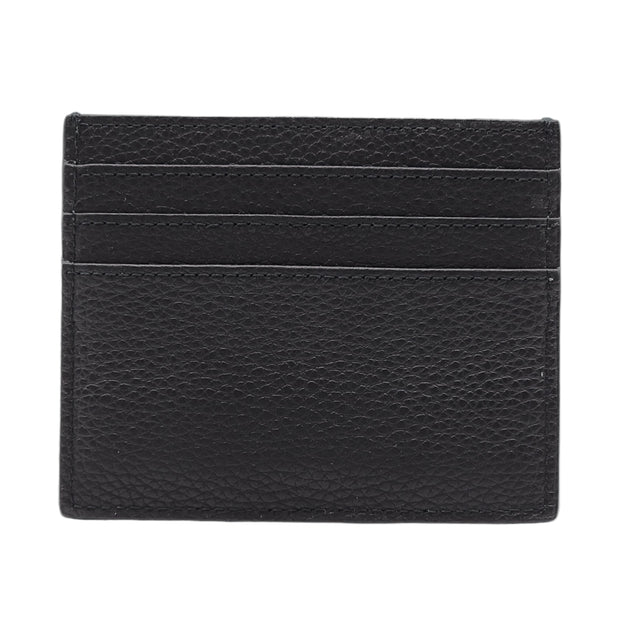 Card Holder Black Grained Calfskin with CD Icon Signature