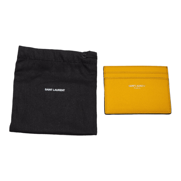 Saint Laurent Grain de Poudre Embossed Leather Card Case Wallet