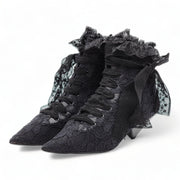 Saint Laurent Paris Blaze Lace Leather Ankle Boots