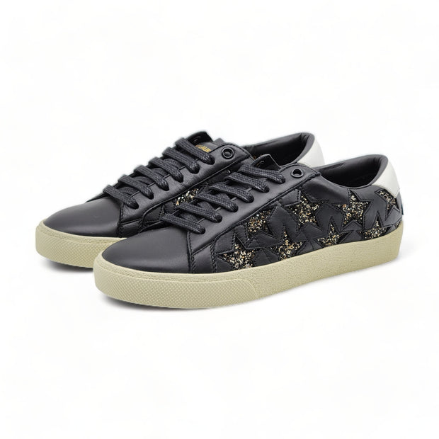 Saint Laurent Women's Court Star Sneakers Black Gold