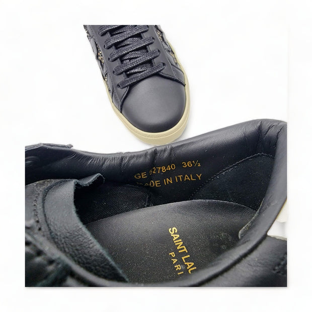 Saint Laurent Women's Court Star Sneakers Black Gold