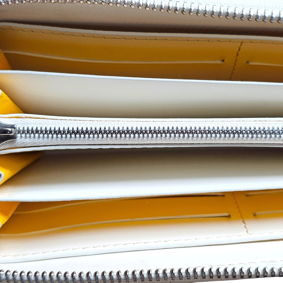 Goyard Goyardine White Matignon GM Wallet Palladium Hardware - New
