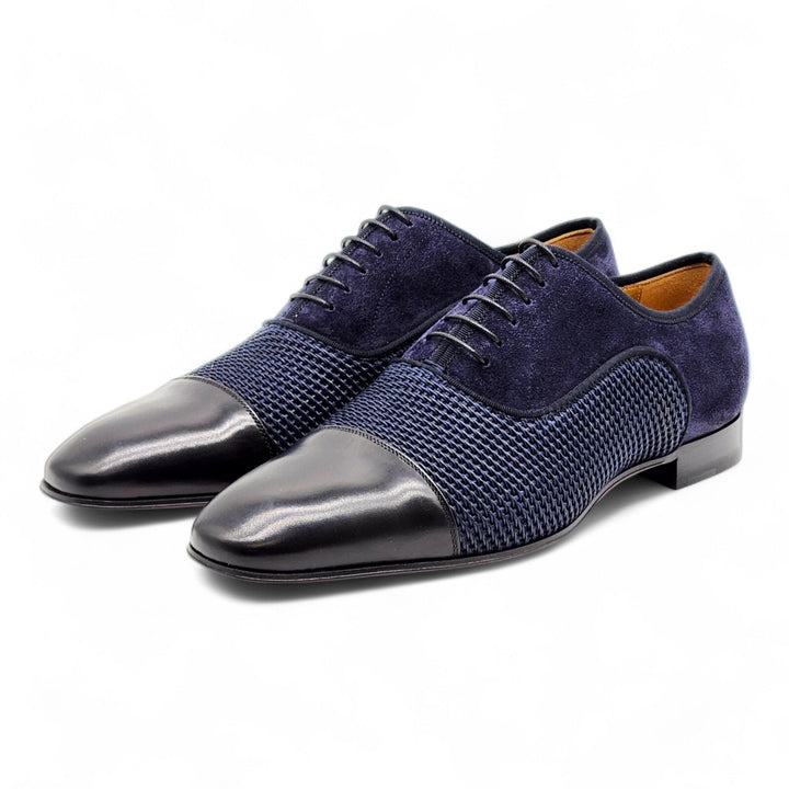 Christian Louboutin Greggo Leather and Suede Oxford Shoes Blue EU 41.5 / US 8.5