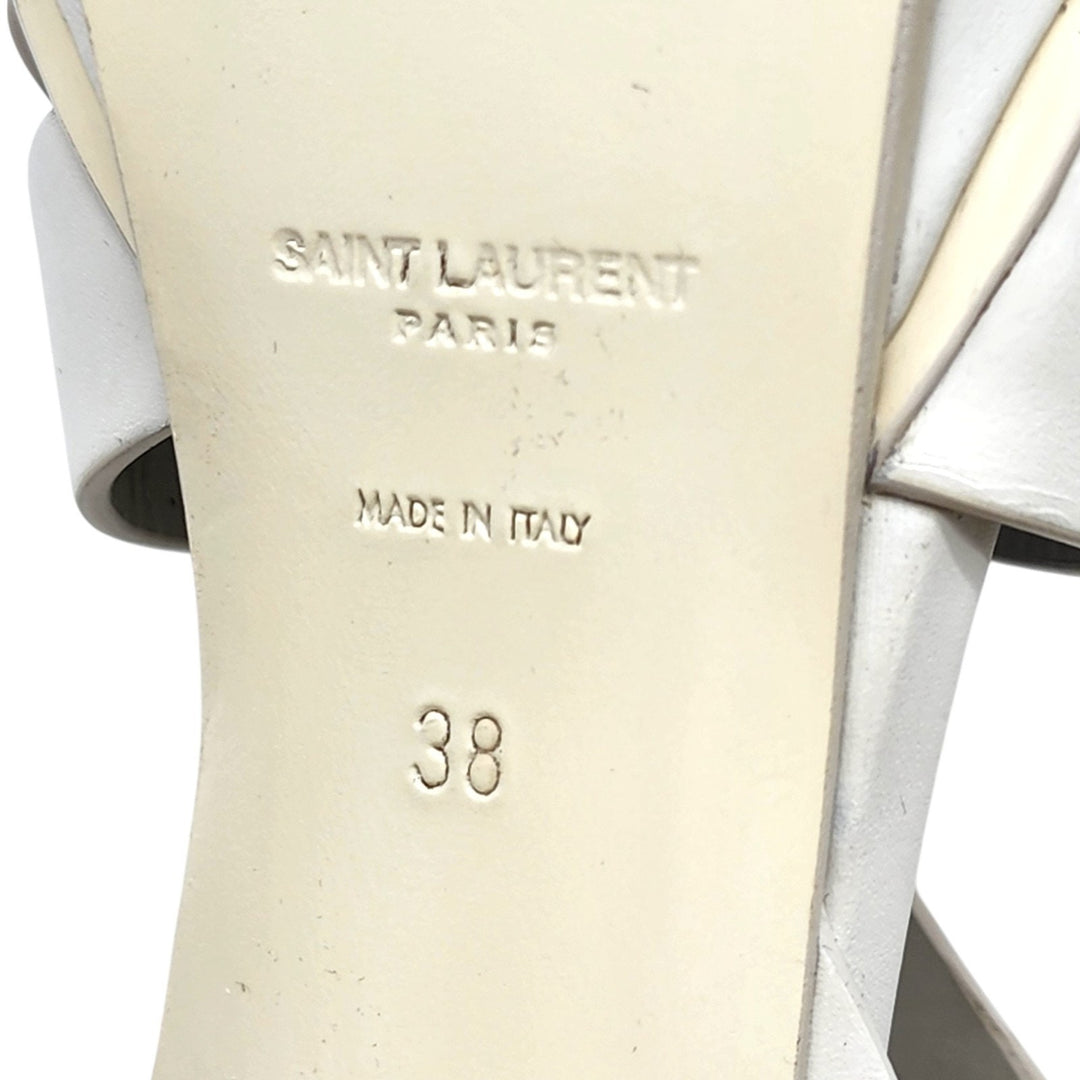 Saint Laurent Tribute Platform Leather Sandals Pumps White