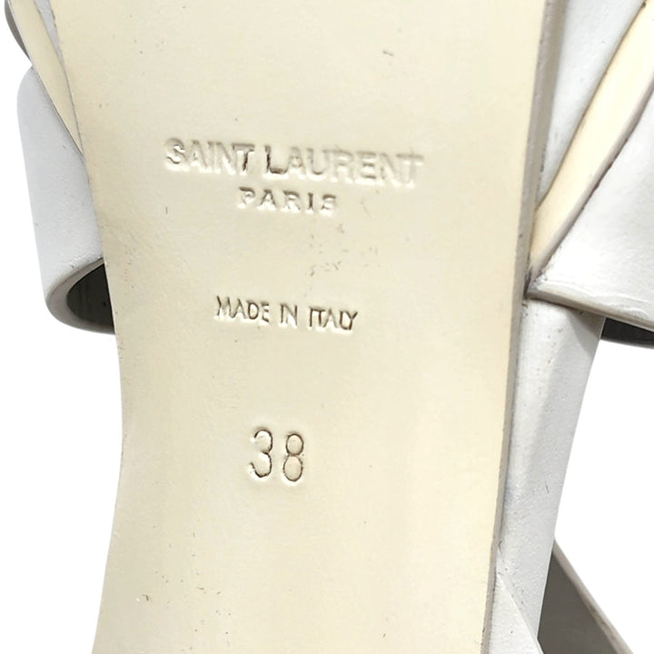 Saint Laurent Tribute Platform Leather Sandals Pumps White