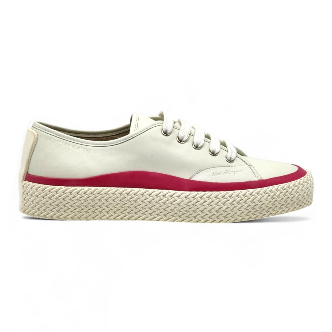 Salvatore Ferragamo Storm Women's Leather Sneakers White Red EU 38 US 8